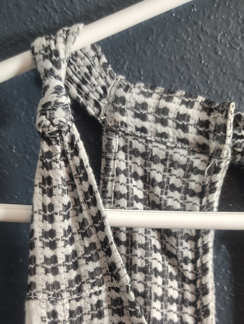 Angie  Cotton Black and White Keffiyeh Patterned Halter Romper Playsuit - Picture 5 of 6